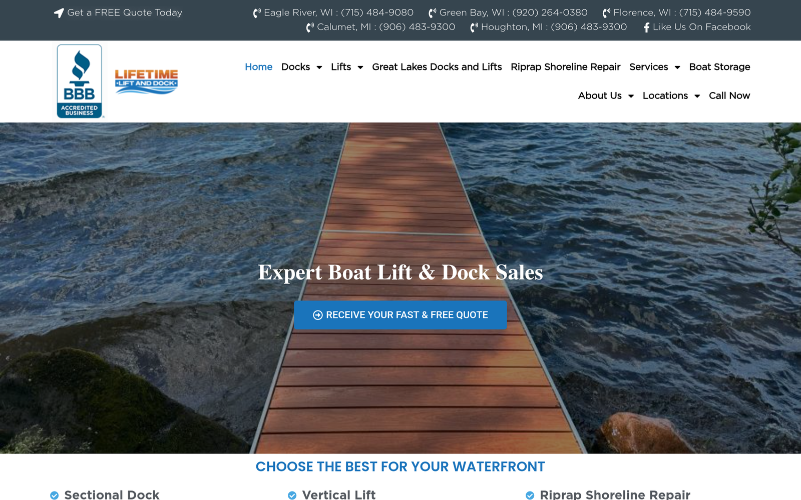 Lifetime Lift and Dock website preview
